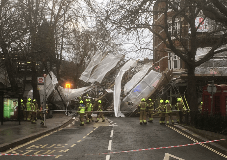 Storm gareth scaffolding collapse