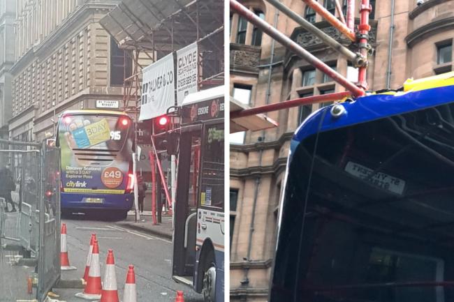 Bus crashes into scaffolding