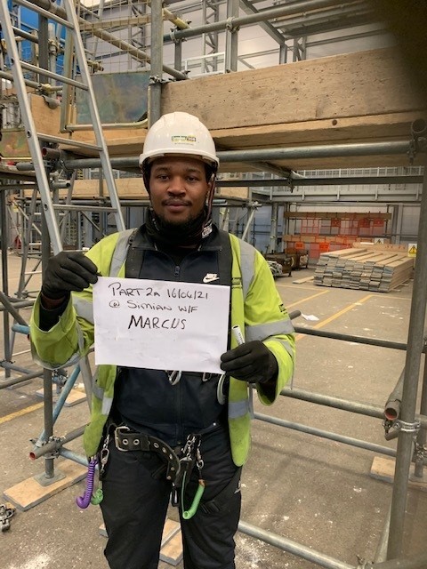 Marcus completing part 2 scaffolding training